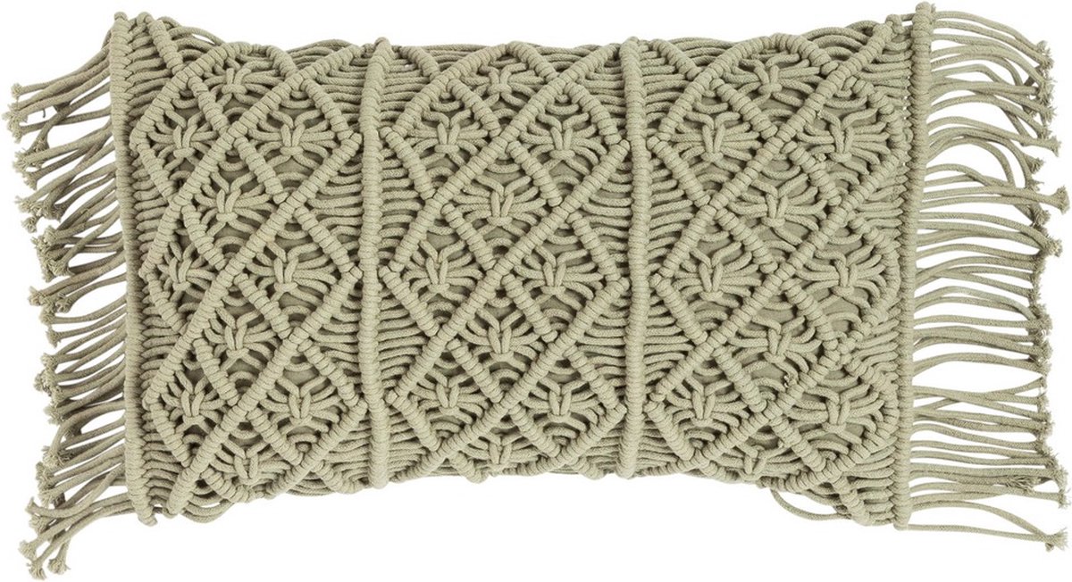 Macrame kussen groen 30x50cm