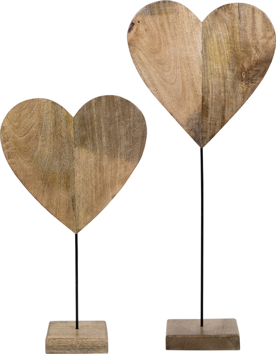 staand hart mango hout h62 d15x35cm