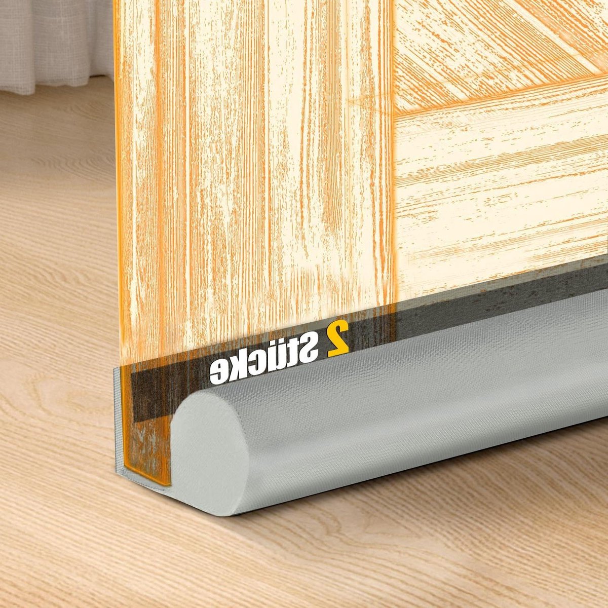 Tochtstopper voor deuren, 96 cm, PU deurafdichtingsstrip onder, deurafdichting, tochtstopper met dubbele afdichting, tochtstopper, bescherming tegen tocht en lawaai (bruin