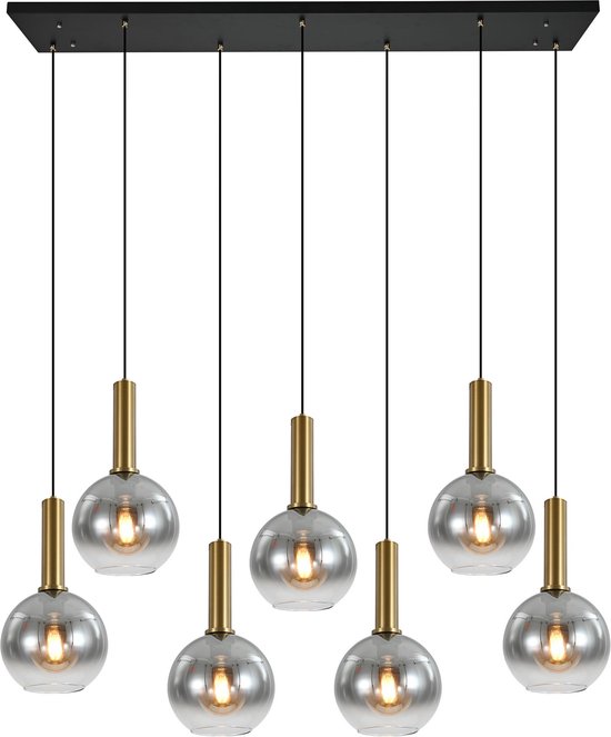 Eettafel hanglamp 11 mix bollen smoke glas - MobsetHome