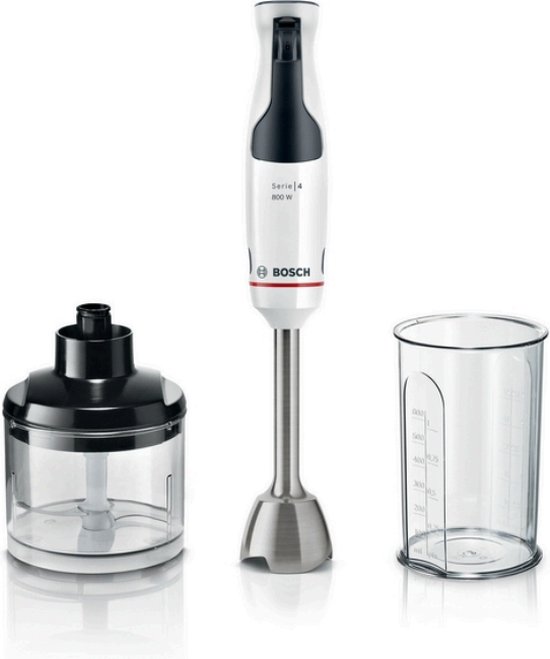 Bosch ErgoMaster - Staafmixer - 800W - Inclusief Hakmolen - Roestvrij Staal - Wit/Zilver