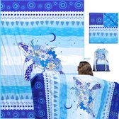 Bol.com Tweepersoons Strandlaken by Diveblues® - XXL Sneldrogend - 200x145 - BlueOceans 220g Premium Microvezel Strandhanddoek -... aanbieding