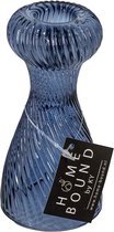 HomeBound by KY | Glazen kaarsenstandaard blauw | 6x6x12cm | omkeerbare kaarsenstandaard