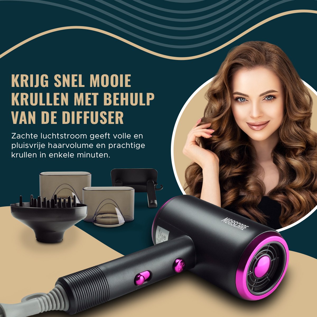 MOOSCARE Ionische Fohn met Diffuser en Borstel - afbeelding 3