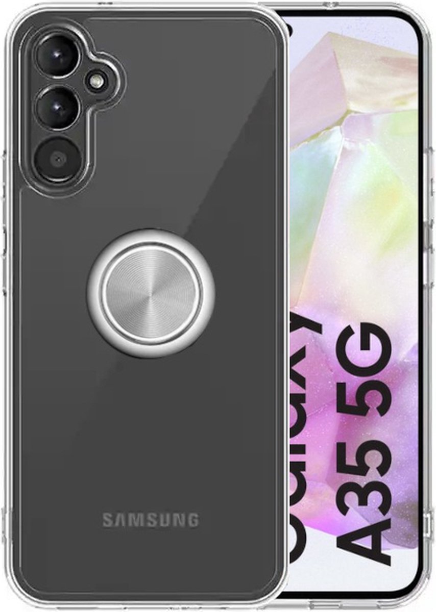 Armordrop Hoesje Met Ring Geschikt Voor Samsung A35 - Transparant Hoesje Met Ring