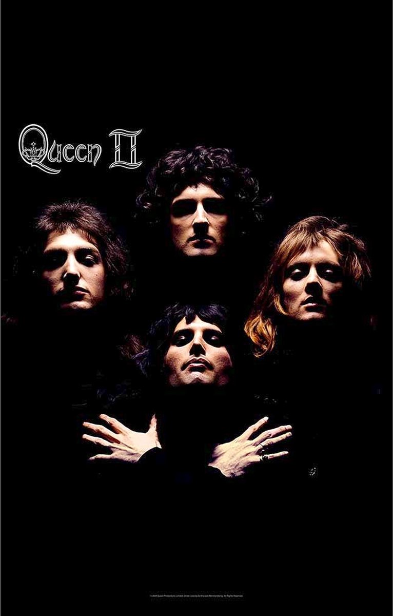 Queen - Queen II Textiel Poster - Zwart