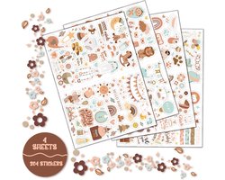 204 Stuks/4 Vellen Baby Scrapbooking Stickers Baby Boy Stickers Voor Baby Shower, Pasgeboren Baby Party Uitnodiging Kaarten Kids Cadeau Wrap