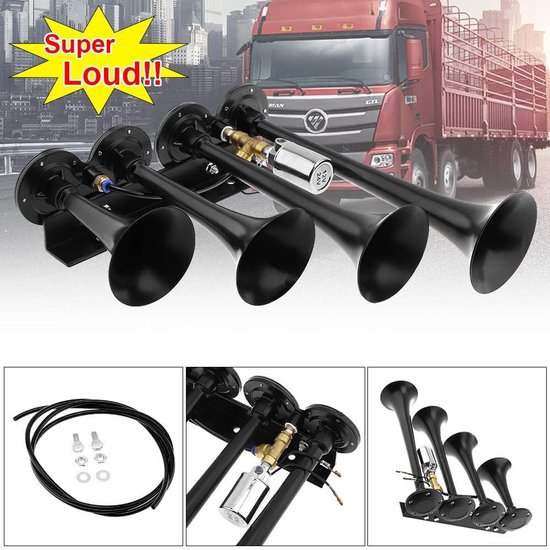 DriSentri 12V 178dB Super Luid Zwart Vier Trompet Auto Luchthoorn voor DriSentri 12V 178dB Super Luid Zwart Vier Trompet Auto Luchthoorn voor