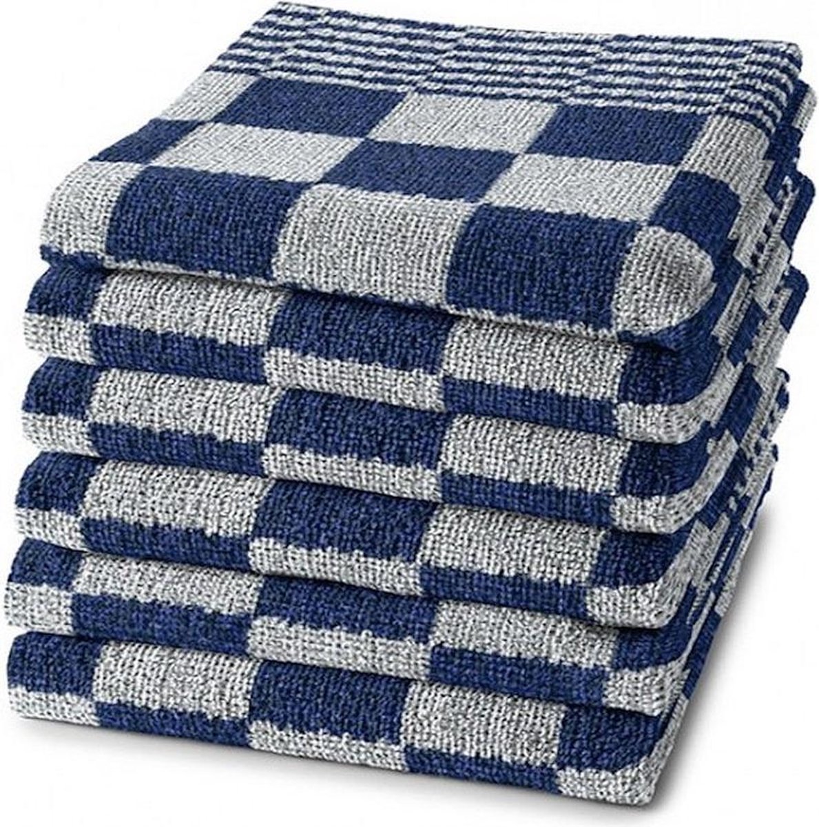 Bol.com Homéé Keukendoek blauw wit geblokt 60x60cm set van 6 stuks 100% katoenen badstof aanbieding