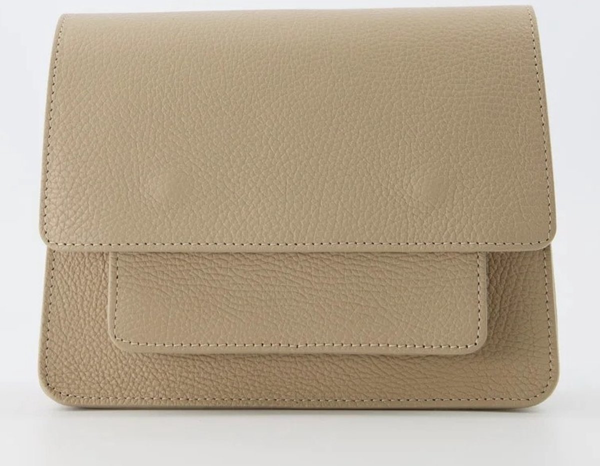 Crossbodytasje - Fenna - Classic Grain - Leder - Taupe - Goudkleurig