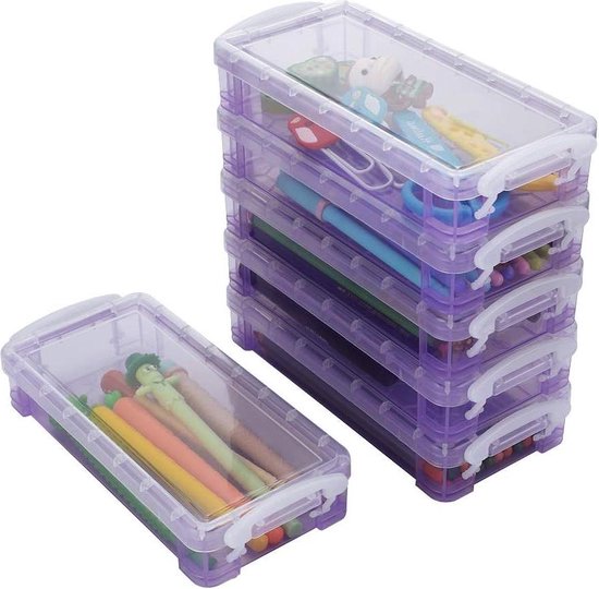 8 Stuks Kunststof Pennenbox Met Deksel - Stapelbaar 19,5 X 11,5 X 3 Cm Organizer