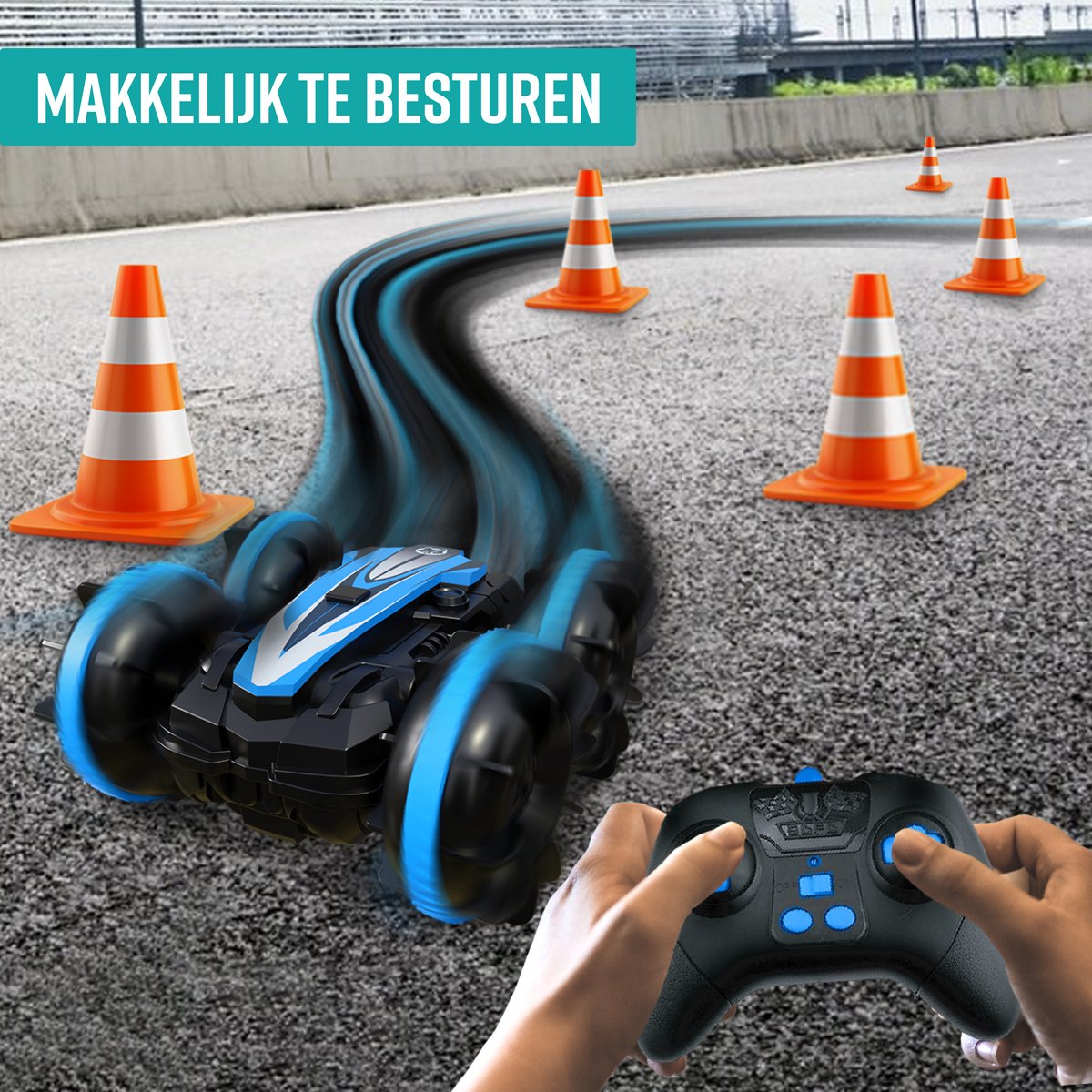 Napi Bestuurbare Auto All-Terrain - RC Auto met 2 Accu's - Waterdicht - Speelgoed Autos Jongens - Buitenspeelgoed - Race Car/Boot Land & Water - 1,5u Speelplezier - Radiografisch - Aqua-Land Racer — afbeelding 4