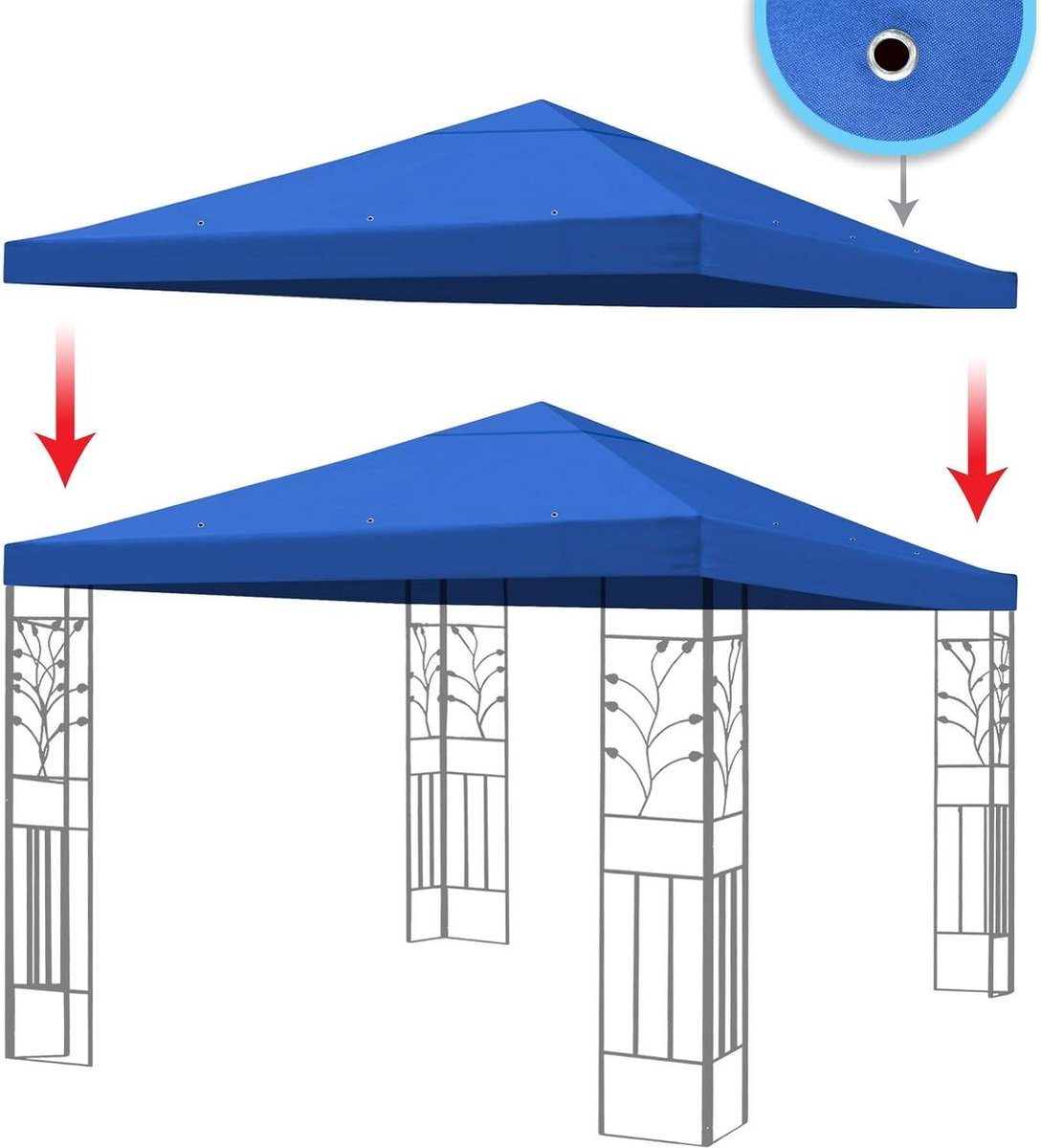 Prieel Dak Terras Paviljoen Beschermhoes Plyester Single Tier 10'x10' Blauw - Vervangingsoverkapping