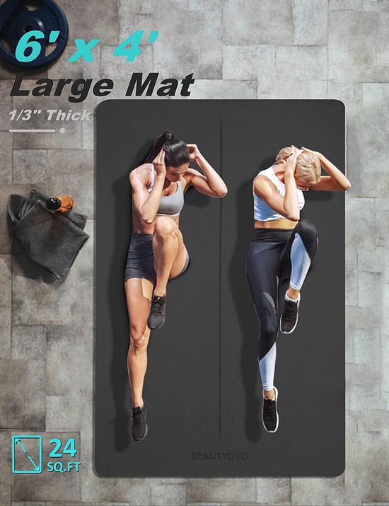 XXL 183 x 122 cm Yogamat met Zakken - 8 mm Dik - Antislip TPE Sportmat - Voor Thuis en Buiten - Groot formaat Trainingsmat - Yoga Pilates Workout Yoga mat van Viavito — afbeelding 3