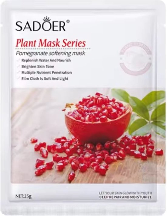 Granaatappel verzachtend gezichtsmasker set 20 stuks