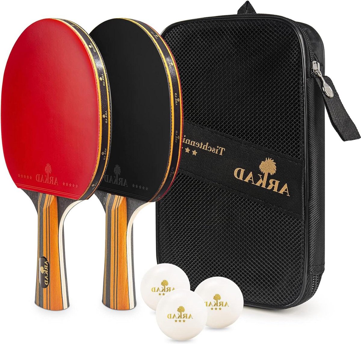 Extra sterke grip krachtige tafeltennisbatjes set - 3 sterren tafeltennisballen - voor vrije tijd binnen en buiten