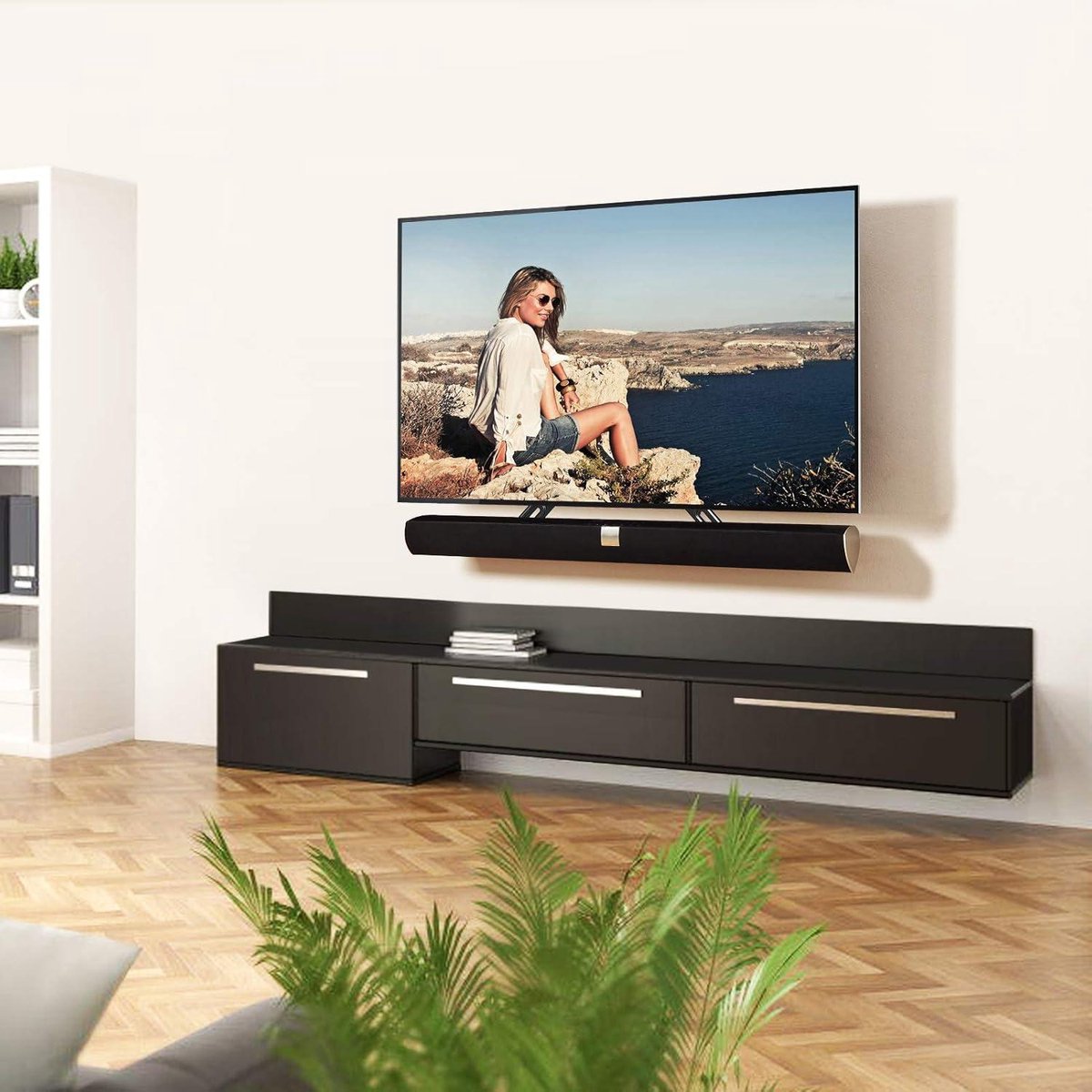 XINLEI Soundbar-beugel boven of onder tv, universele soundbar-bevestigingen voor de meeste 23-65 tv's, verstelbare soundbarbeugel voor de meeste montagegaten voor soundbar aan de achterkant, tot 10