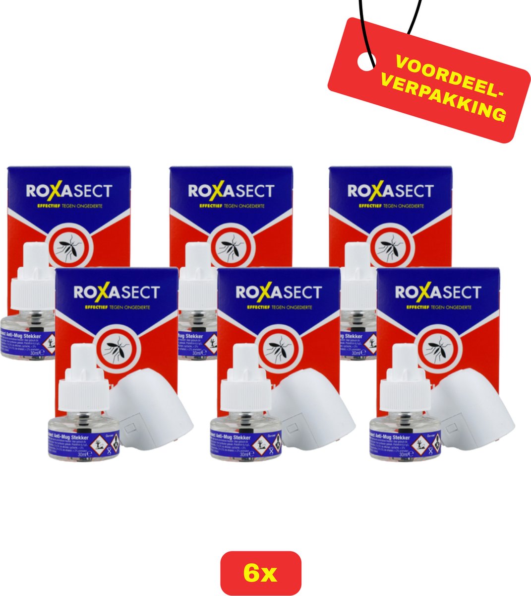 6X Roxasect Anti-Muggen Stekker Starterpakket! - 6x Stekker & 6x Navulling - Voordeelverpakking!