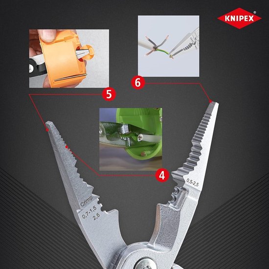 Knipex Elektro installatietang zwart geatramenteerd met meer-componentengrepen 200 mm - 1392200