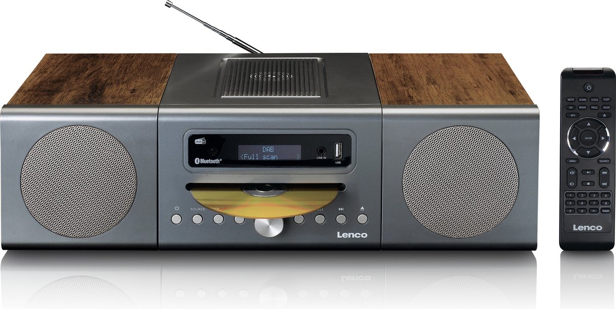 Lenco MC-175SI - Micro set met DAB FM CD 2 USB BT QI RC - zilver