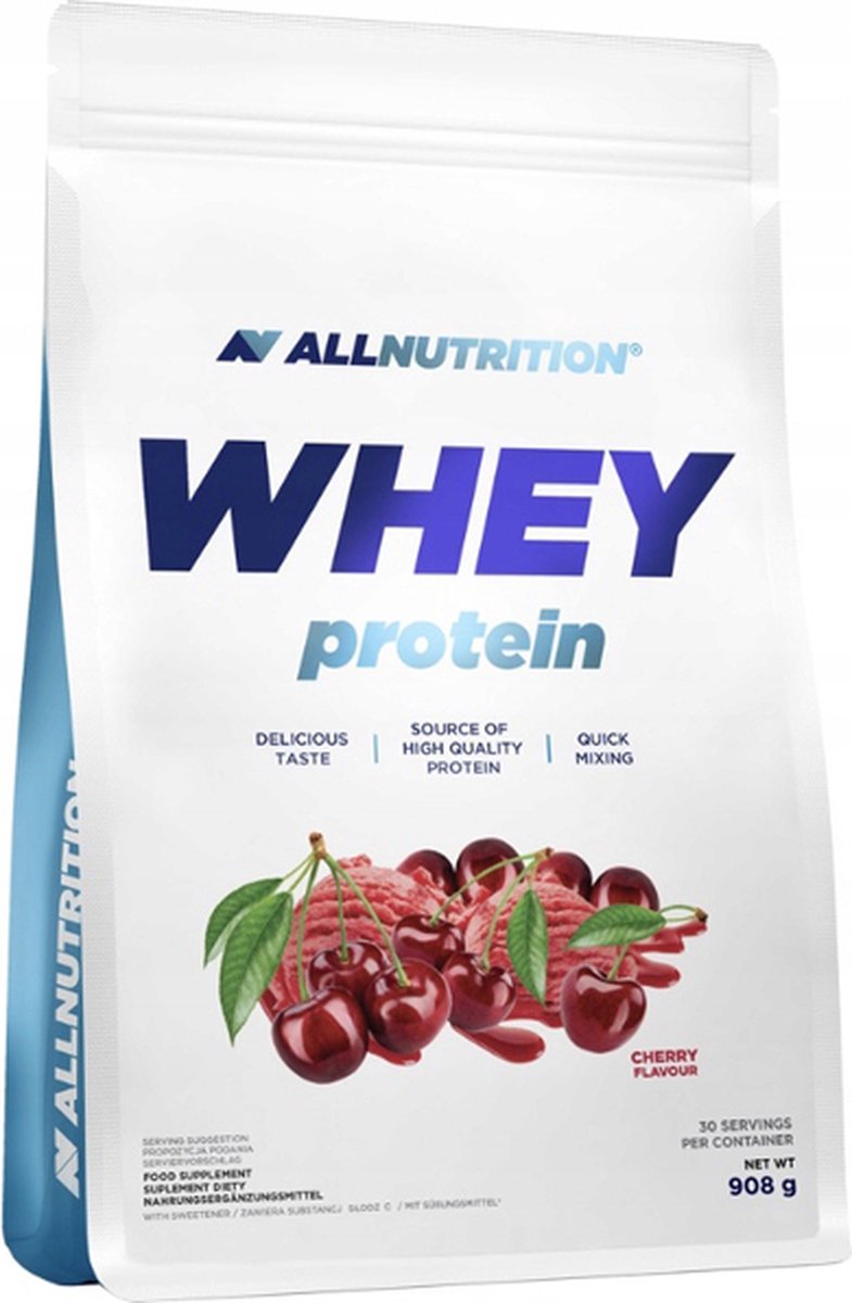 Goedkoopste AllNutrition | Whey protein | Cherry | 908gr 30 servings | Eiwitshake | Proteïne shake | Eiwitten | Proteïne | Supplement | Concentraat | Nutriworld