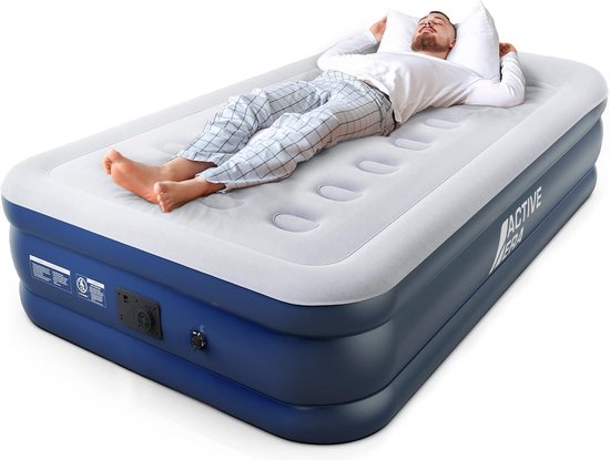 iDOO Luchtmatras voor 1 persoon, logeerbed met elektrische pomp, 3 minuten luchtbed, zelfopblazend, opblaasbaar matras voor thuis of camping, eenpersoonsbed, 188 x 99 x 46 cm, maximaal 250 kg