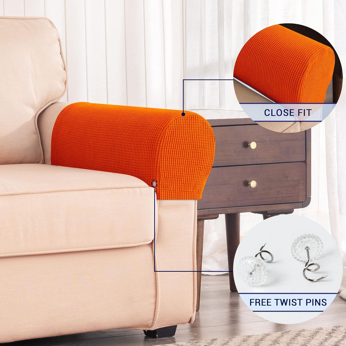 Armleuning Stretch Stoelhoezen, Anti-Slip Fauteuil Bank Arm Rest Covers Sofa Armsteun Cover Spandex Polyester Sofa Arm Caps Covers Protector, Set van 2, Groen