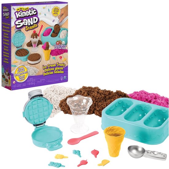 Kinetic Sand - IJstraktaties speelset met drie kleuren geurend zand - 510 g origineel Kinetic Sand - Sensorisch speelgoed