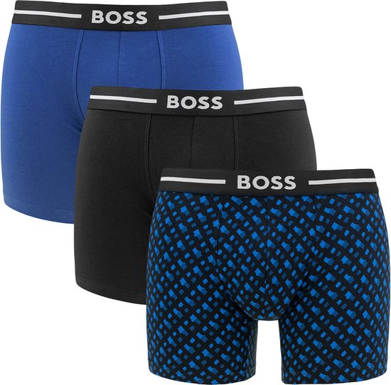 Foto: Hugo boss boss bold 3p boxers basic print blauw zwart 982 m