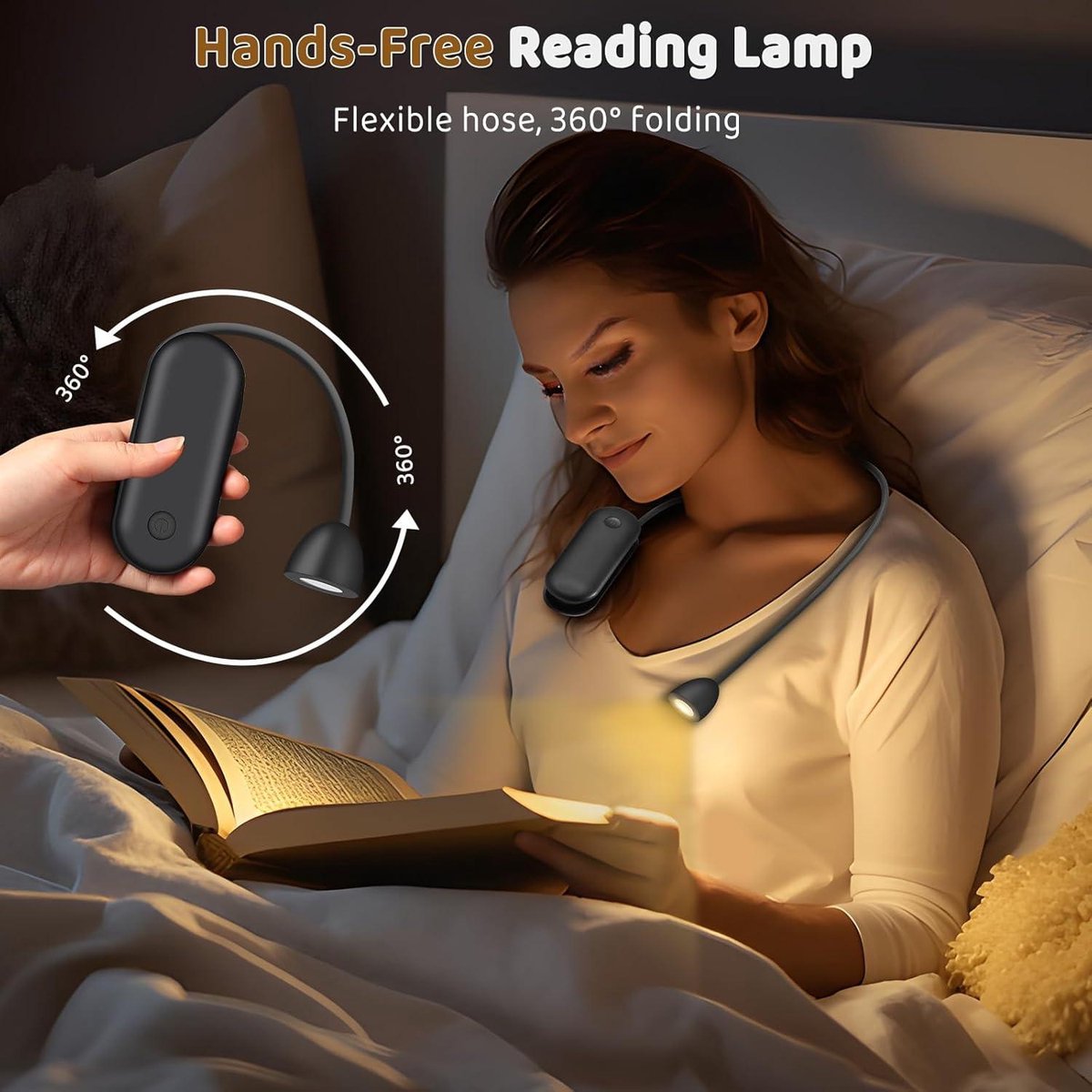 Draagbare led-leeslamp met 3 kleuren en 3 helderheidsniveaus - 360° opvouwbaar USB-leeslicht - geschikt voor reizen, breien en lezen op kantoor — cadeau in Gadgets - foto 4