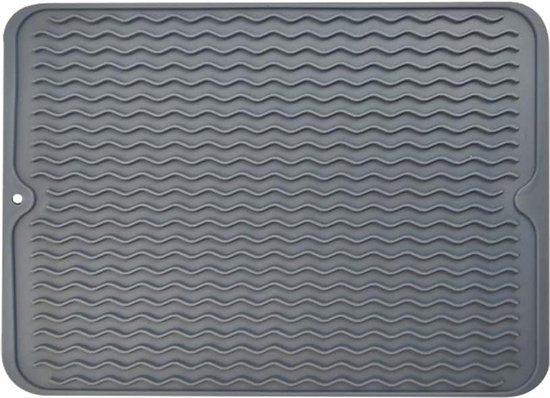 Zocipro Siliconen afvoermat, siliconen droogmat, antislip gootsteenafdruiprek, opvouwbare hittebestendige beschermer voor werkblad, gootsteen, tafel, koelkast (15,7 x 12,6 inch, grijs