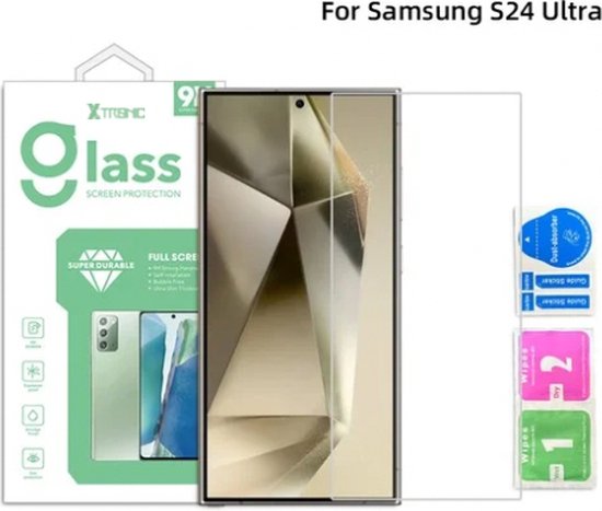 Screenprotector geschikt voor Samsung S24 Ultra - Extra Sterk en Veilig 9H Geharde Glasbescherming