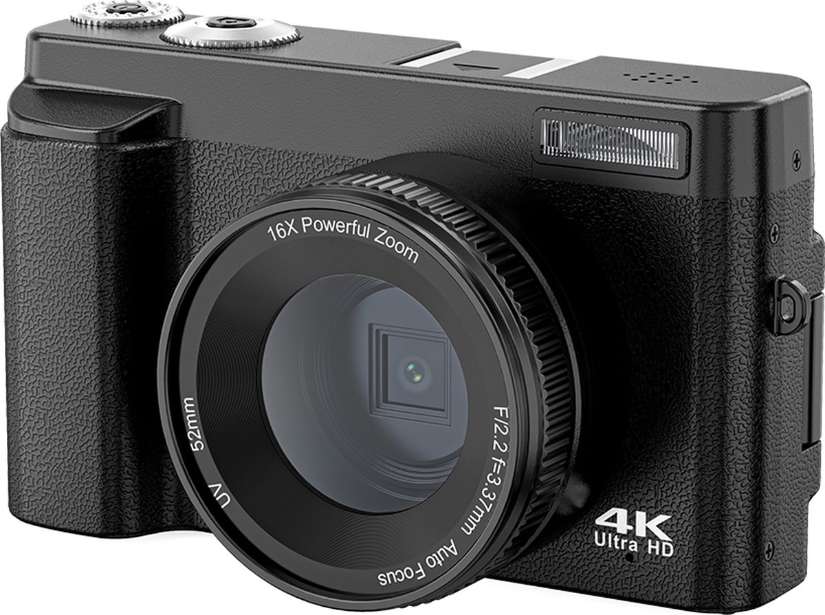 Bol.com 4K Camera - Fotocamera - Fototoestel - Digitale Camera - Vlog camera - Handycam met Nachtvisie - 16x Digitale Zoom - Ant... aanbieding