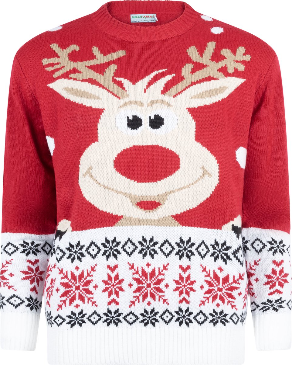Dresswel Kersttrui dames, Merry Christmas sweatshirt, grappige Rudolph rendierprint, katoen, Kerstmis, Xmas-pullover, tienermeisjes, S