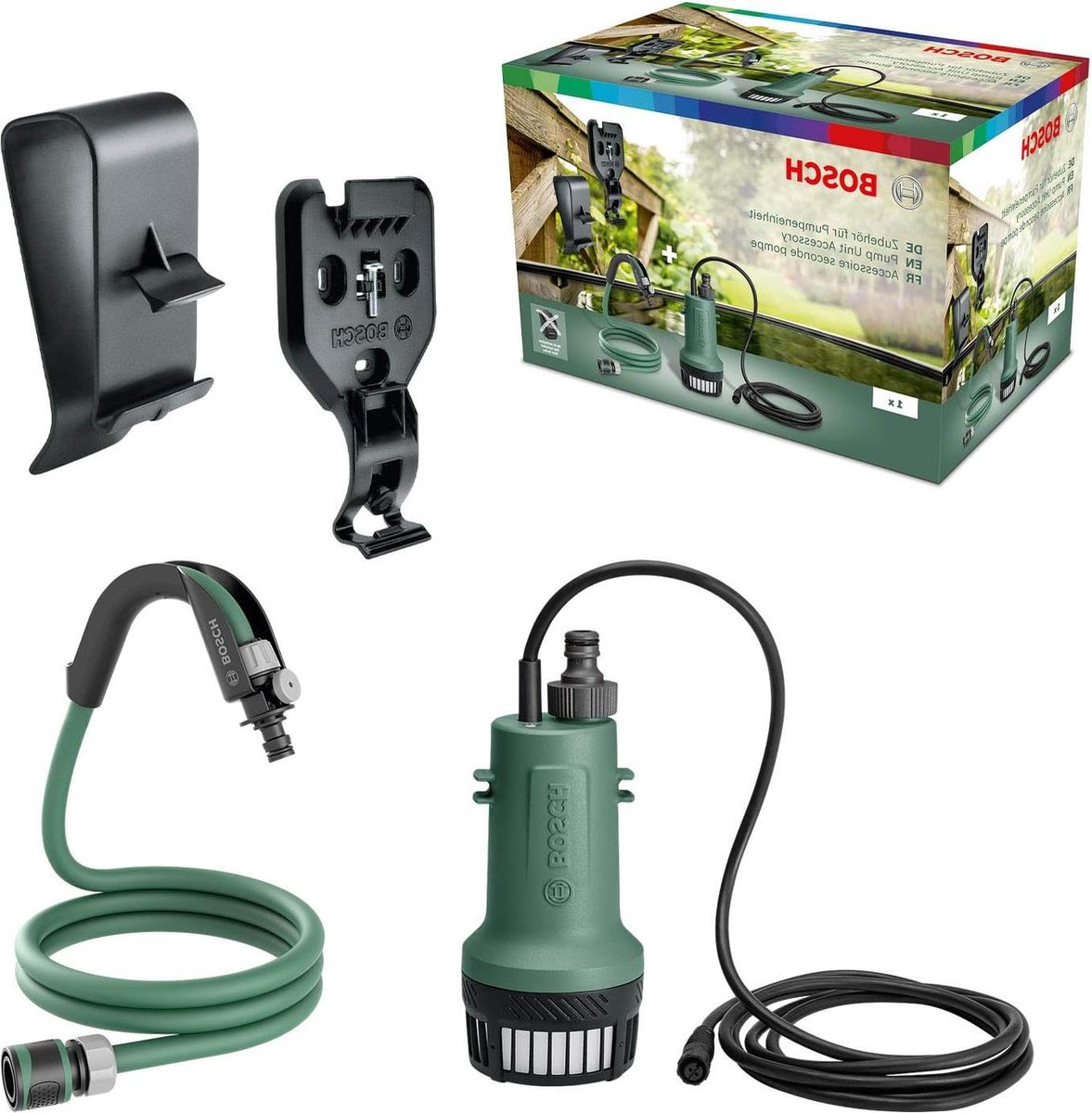 Submersible Water Pump GardenPump 18 Extension Kit - with Wall and Tank Attachments - 2.5m Garden Hose - in Carton Packaging