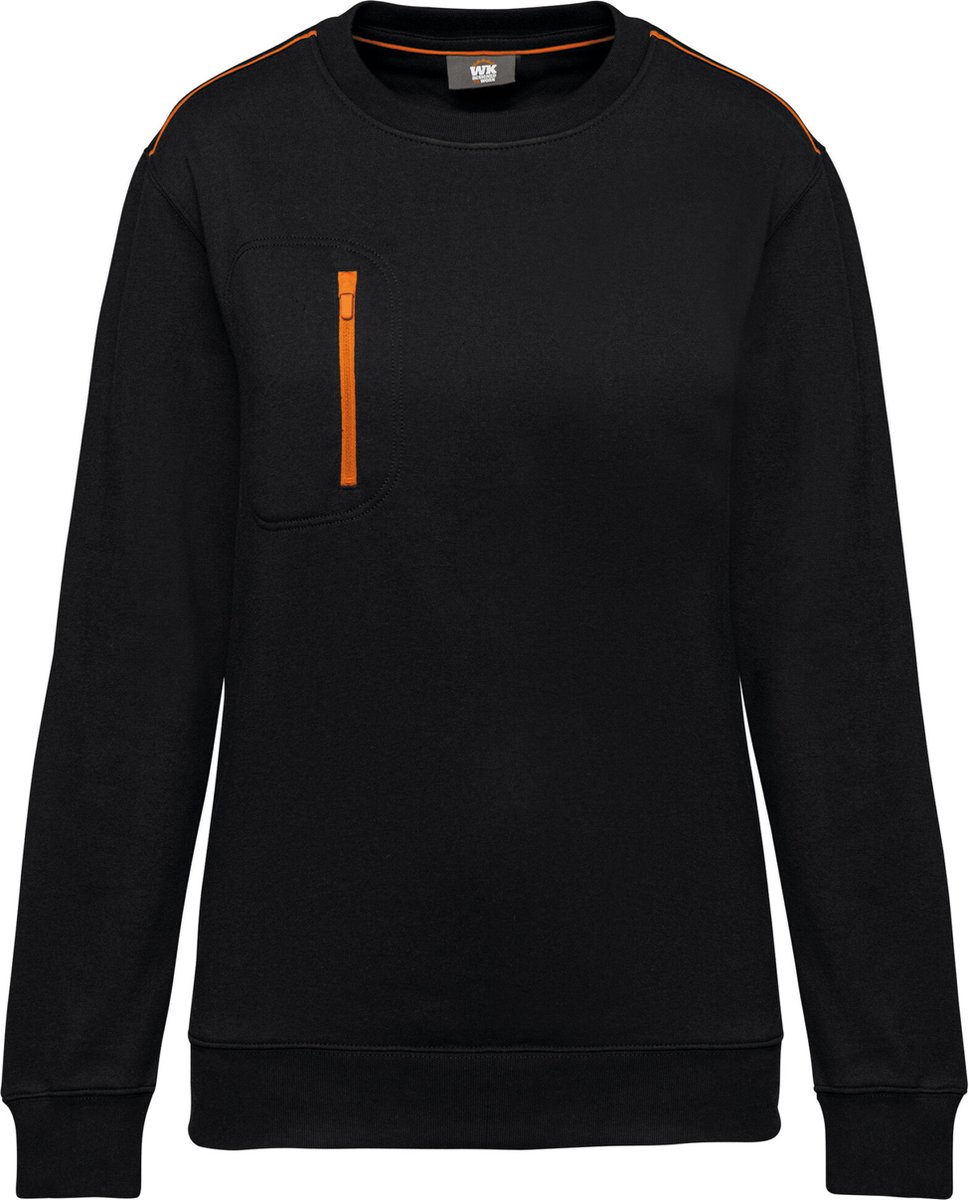 WK. Designed To Work Day To Day unisex sweater met zip contrasterende zak WK403 - Black / Orange - XS