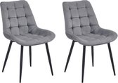 Colenis - Chaise de salle à manger Quadra - Set de 2 - Grijs - Velours - Industriel