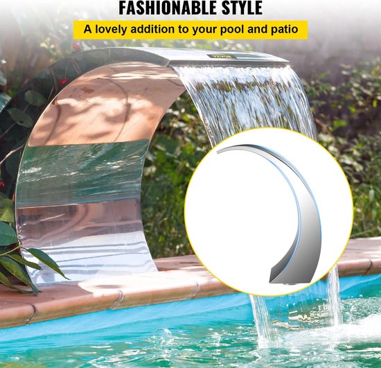 Eszenzics™ Roestvrijstalen Waterval - Fontein - Douche element - Zwembad - Minimalistisch en strak - Waterfun