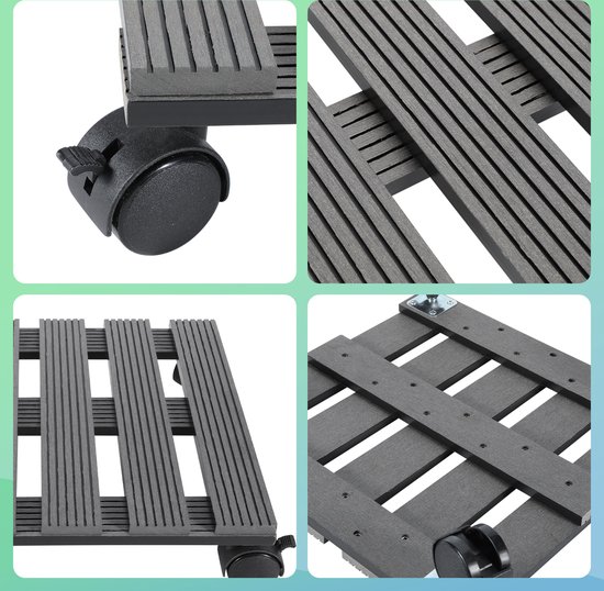 Raxfekro Plantenroller, instelbaar, 38-50 cm, rolplank, planten, draagkracht 200 kg, bloempotonderzetter met wielen en rem, geschikt voor bloempotten, airconditioning enz