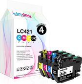 Bol.com Inktdag inktcartridges multipack 4 stuks for lc421xl brother inktpatronenset LC-421 inktcartridges voor Brother DCP-J105... aanbieding