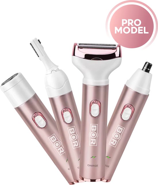 BOR® Epileerapparaat - Epileerapparaat Dames - Ontharingsapparaat - 4 Opzetstukken - Epilator - Ladyshave - Usb Oplaadbaar
