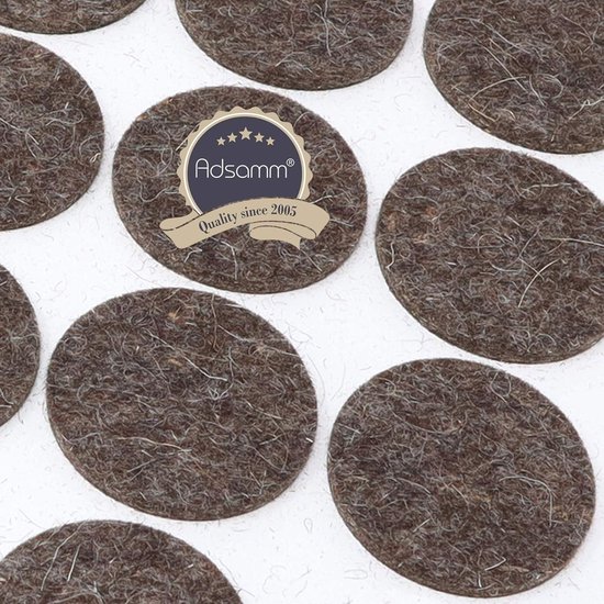 Adsamm® / 12 x zelfklevende viltglijders/Bruin / 35x35 mm/Vierkant