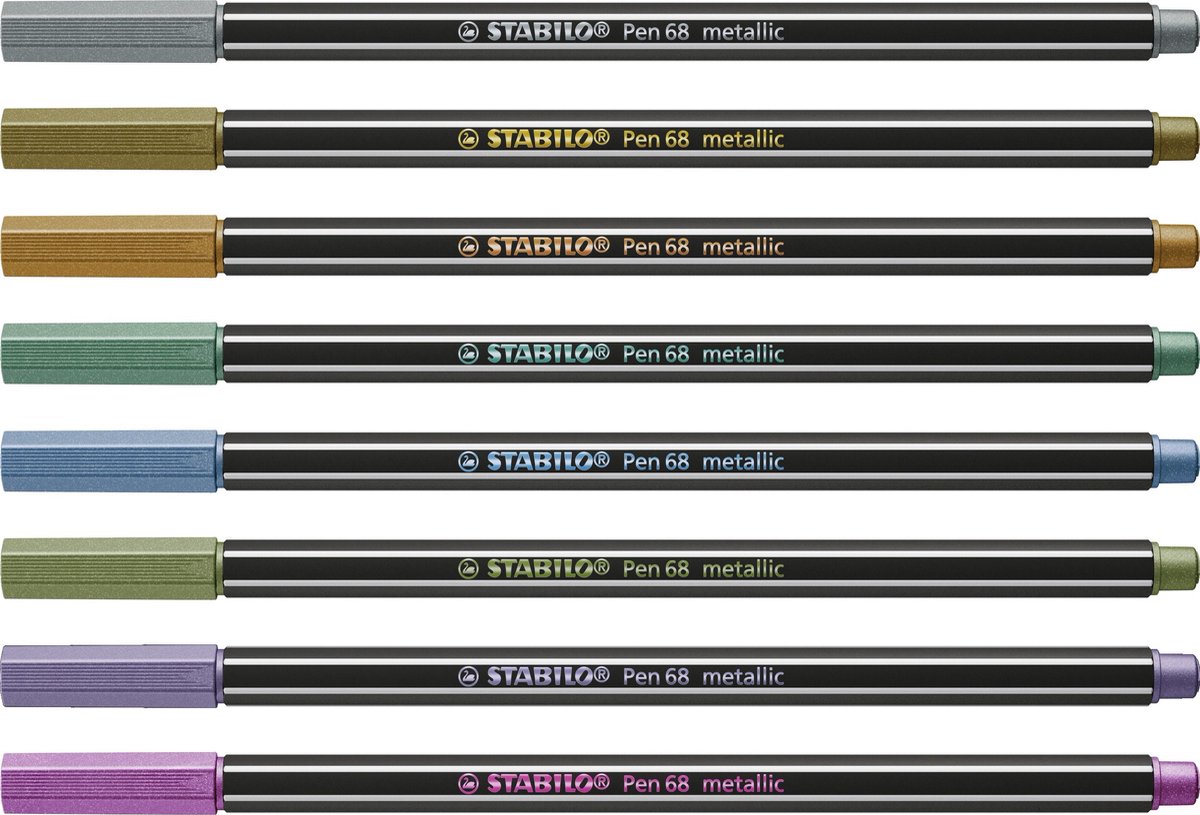 STABILO Pen 68 Metallic - Premium Metallic Viltstift - Etui Met 8 Kleuren — afbeelding 9