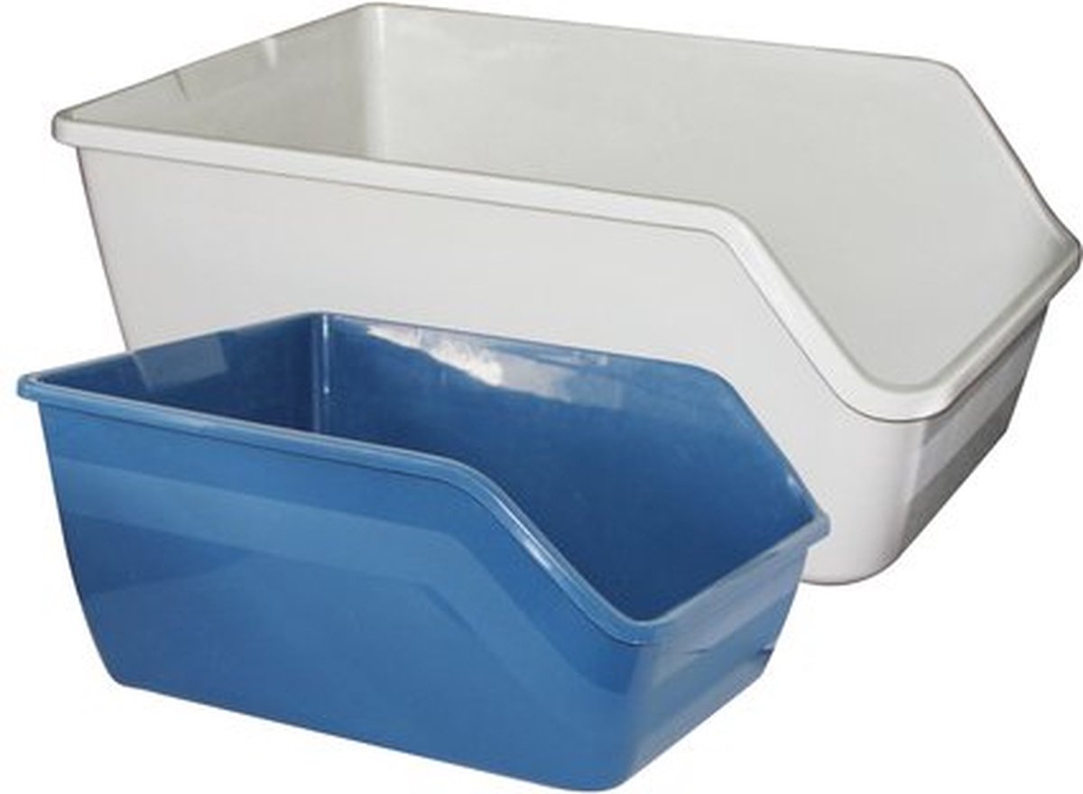 Pawise Kattenbak – Open bak voor katten –47x38x21cm – Blauw/Creme
