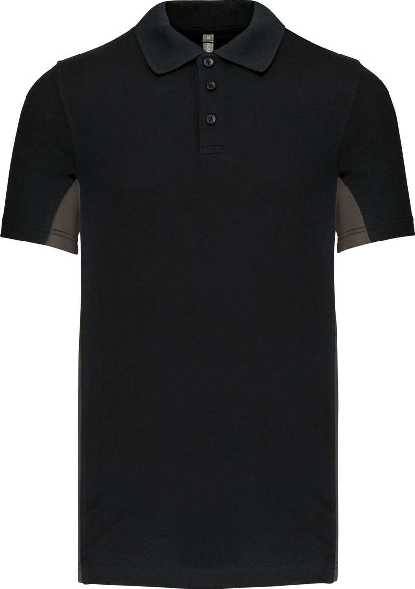 Kariban Tweekleurige piquépolo korte mouwen heren K232 - Black / Dark Grey - XL