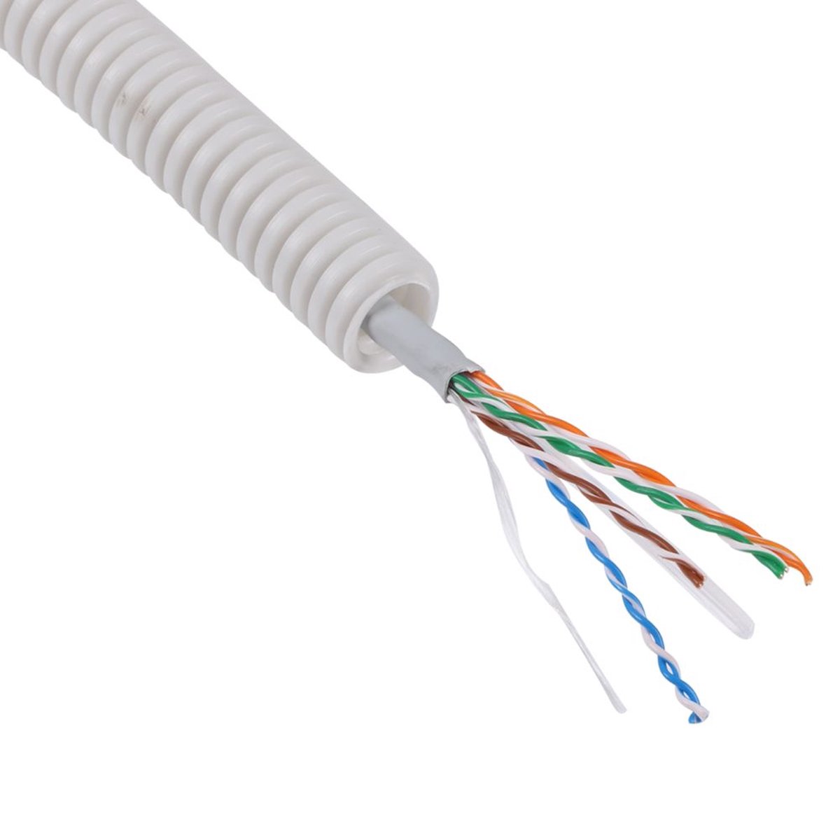 Q-LINK Flexibele voorbedrade buis met UTP CAT6 kabel 16 mm 5/8" grijs 50 m