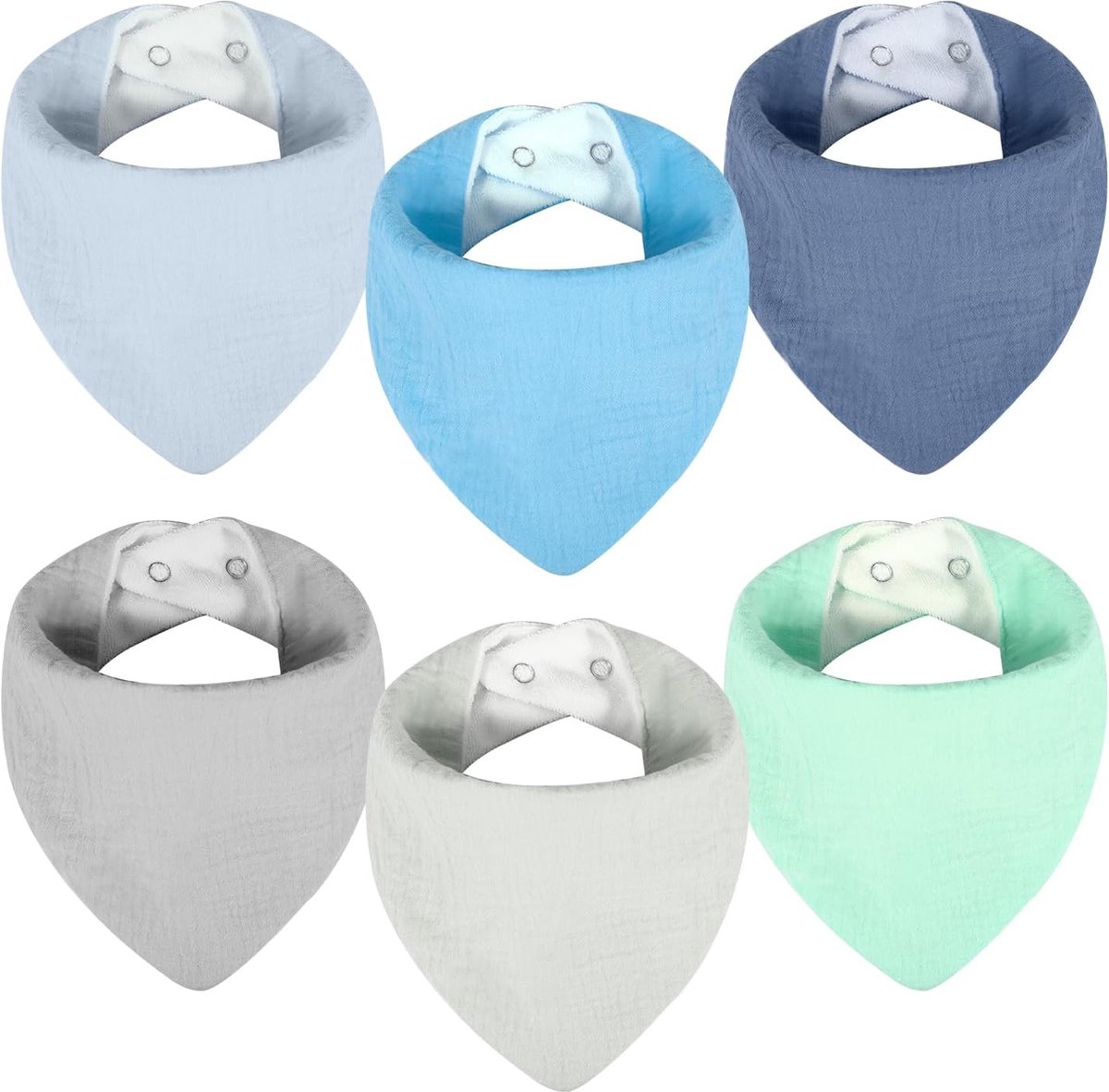 Goedkoopste Babyslabbetjes, mousseline, driehoekige doek, super absorberende halsdoek, katoen, spuugdoek, slabbetje voor kleine kinderen, jongens, meisjes, 6 stuks
