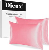 Dieux® - Luxe Satijnen Kussensloop - Roze - Kussenslopen 60 x 70 cm - set van 2 - Kussensloop Satijn - Anti allergeen - Huidverzorging - Haarverzorging - Kussenhoes