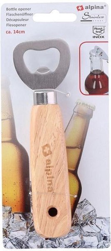 HJZHII Flesopener, houten handvat, roestvrij staal, beste peetoom, cadeau, bieropener, flesopener, grappig vaderdagcadeau, kerstcadeaus voor echtgenoot, vriend, vader, opa