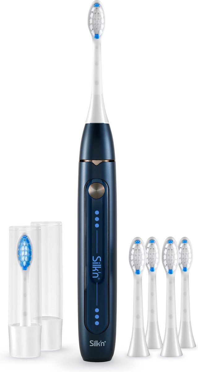 Silk'n SonicYou Elektrische Tandenborstel Geschenkset - met 4-Pack Witte opzetborstels - Donkerblauw